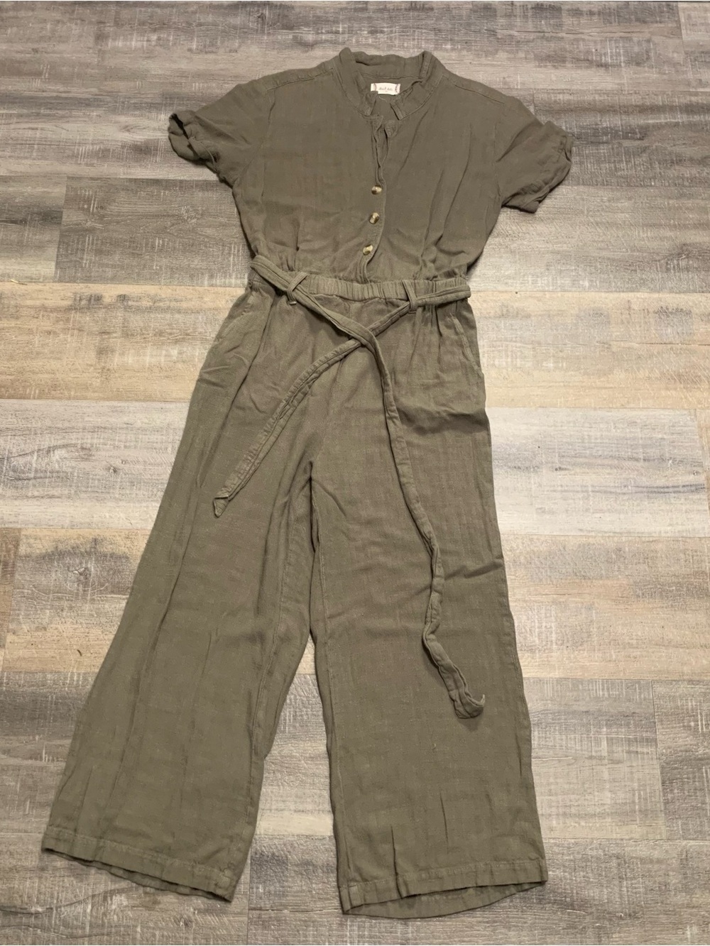 Altar'd State Women's XS Green Soft Cotton Capri Cropped Jumpsuit w/Belt